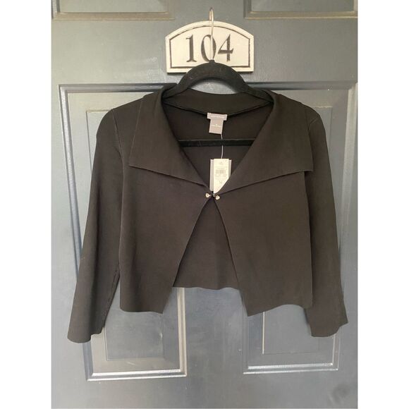 Ann Taylor NWT Black Knit Crop Jacket Blazer, Size Medium, MSRP $68 - Picture 10 of 10